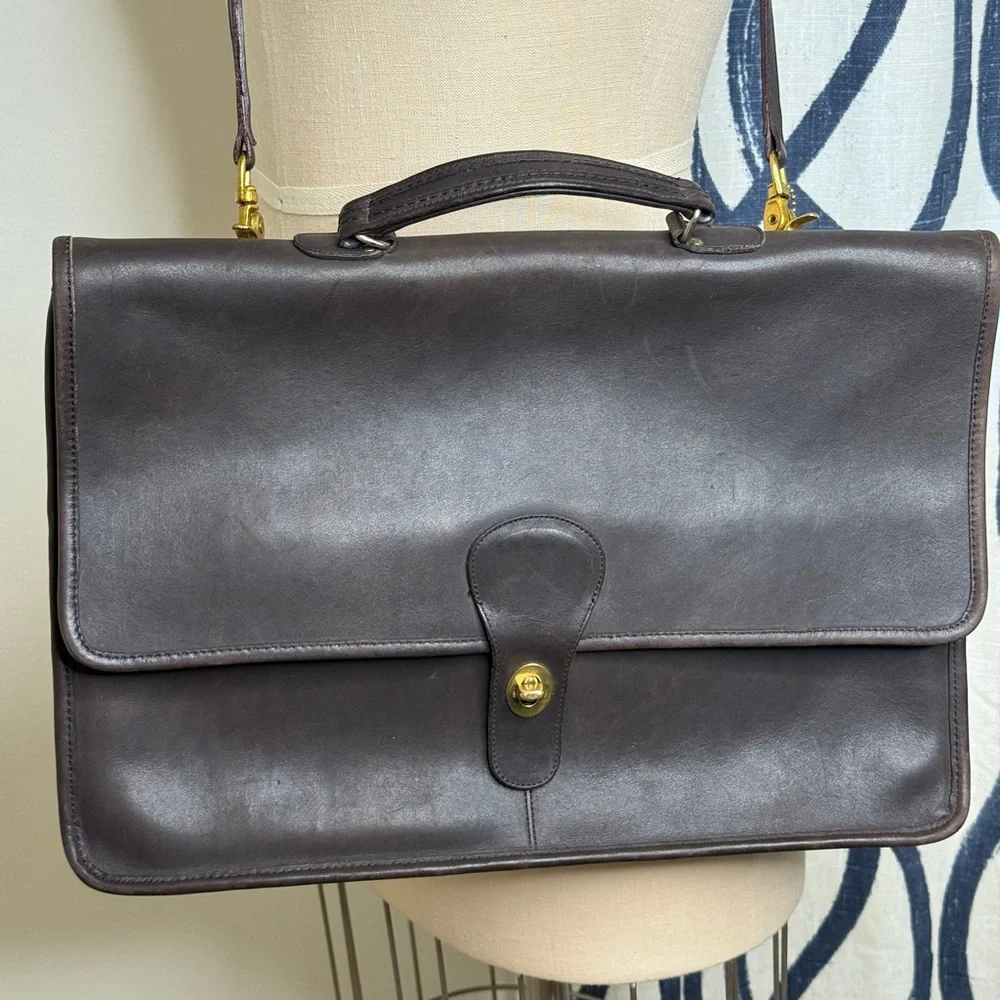 COACH Vintage Mahogany Brown Leather Top Handle Briefcase/Messenger Bag #7425 - Picture 2 of 15